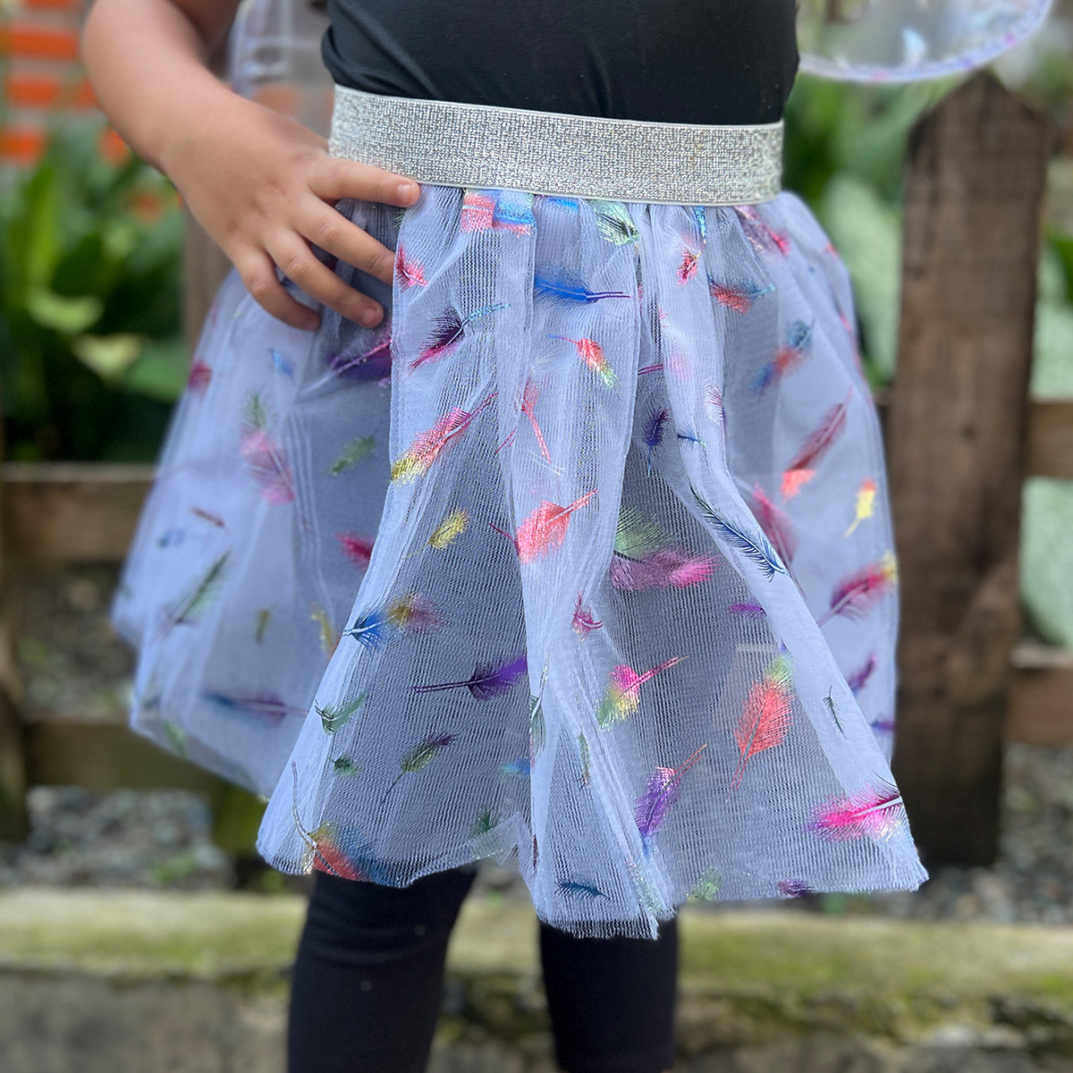 Disfraz de Hada Plumas con Alas y Falda Brillante Niña Halloween KL1027-3