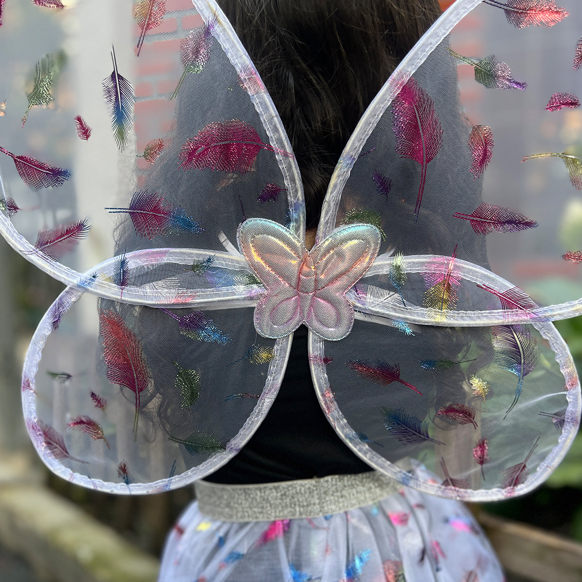 Disfraz de Hada Plumas con Alas y Falda Brillante Niña Halloween KL1027-3