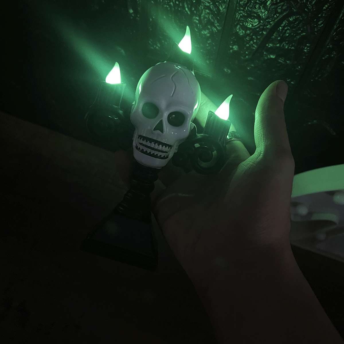 Candelabro Vela LED Calavera Halloween Decoración Terror AX936-7