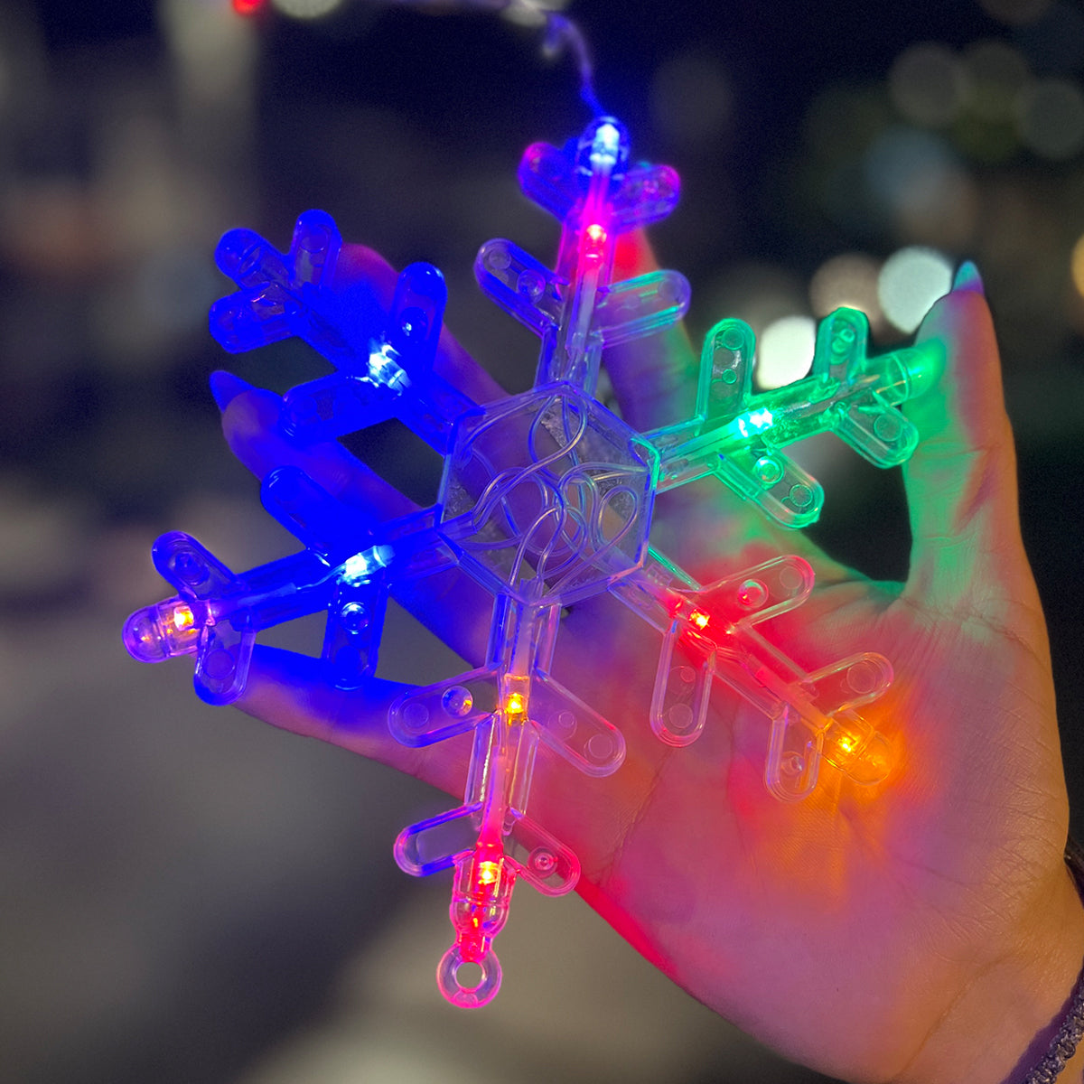 Cortina de Luces LED 3M Estrellas y Copos Intercalada 108 LED Navideña C120A-A