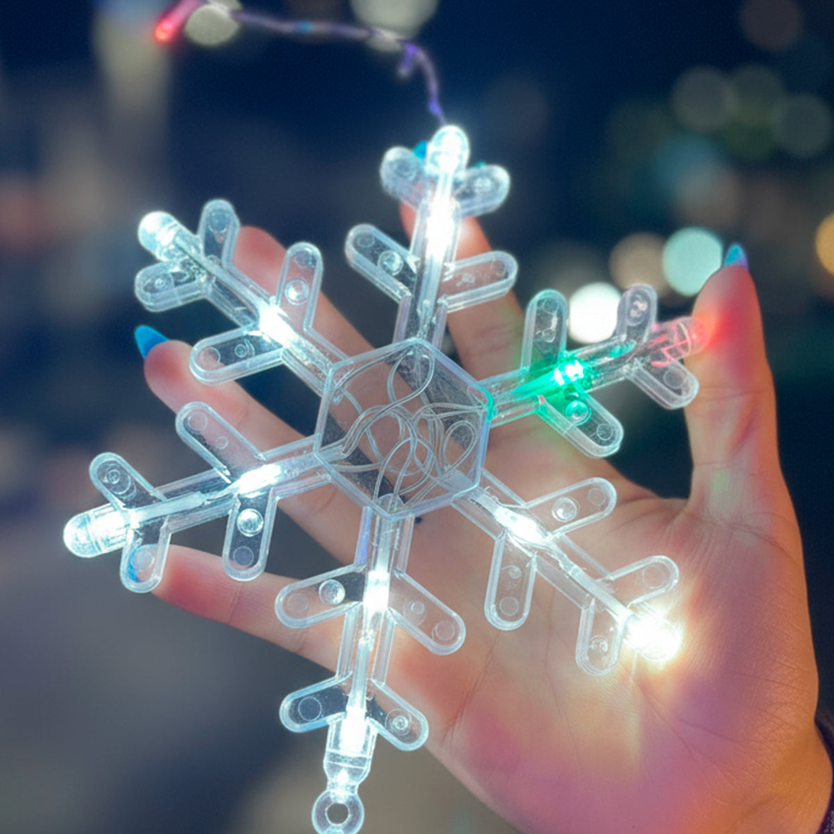 Cortina de Luces LED 3M Estrellas y Copos Intercalada 108 LED Navideña C120A-A