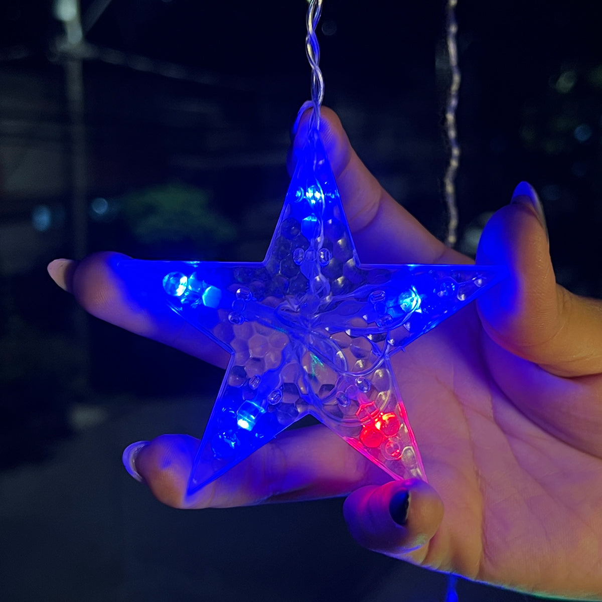 Cortina de Luces LED 3M Estrellas y Copos Intercalada 108 LED Navideña C120A-A