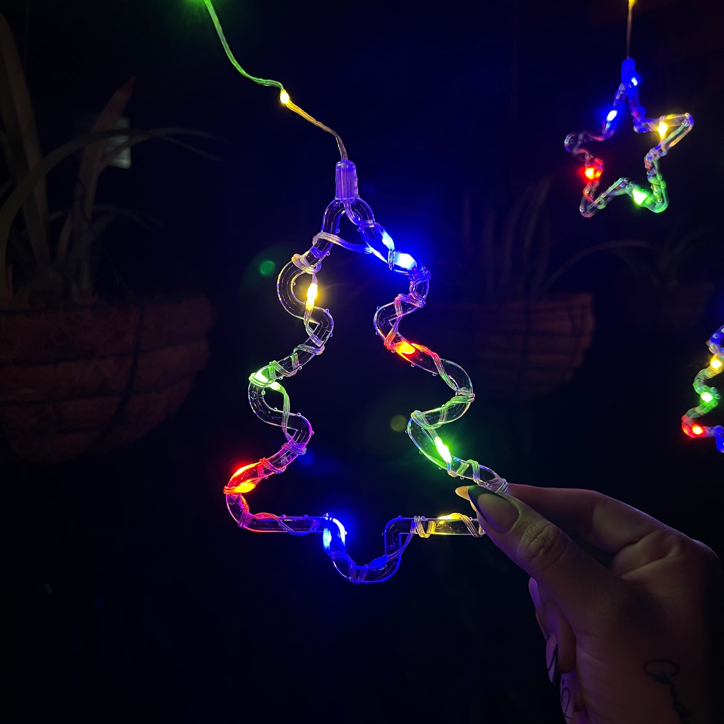 Cortina Intercalada de Arboles y Estrellas 3 M 130 LEDS Decoración Navidad 173