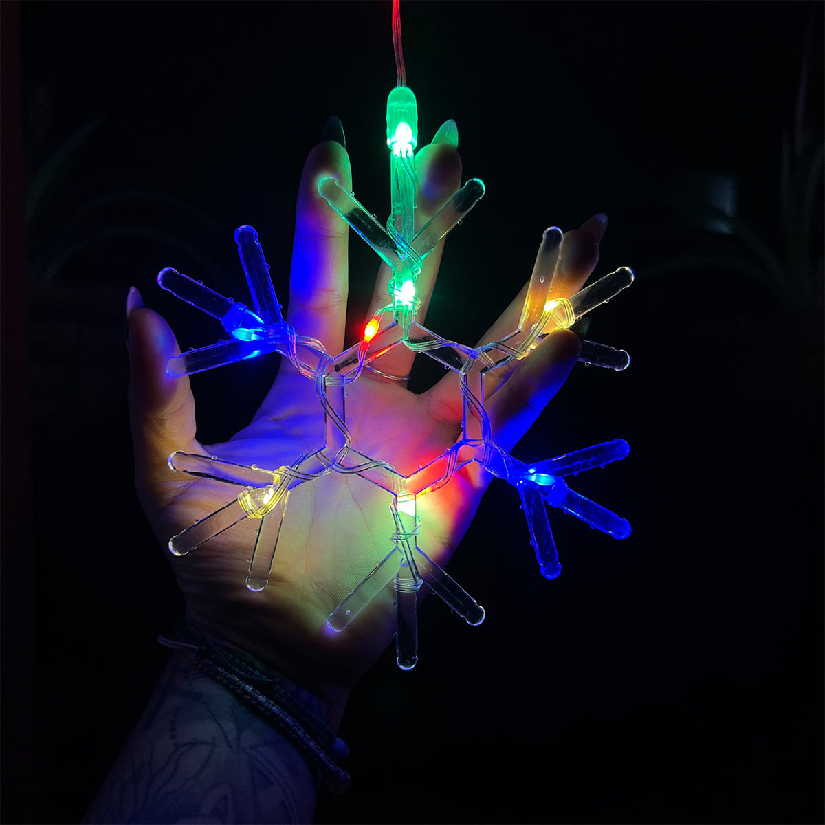 Cortina de Luces LED 6M 240 LED Estrellas y Copos Intercalada Decoración Navideña 1731A