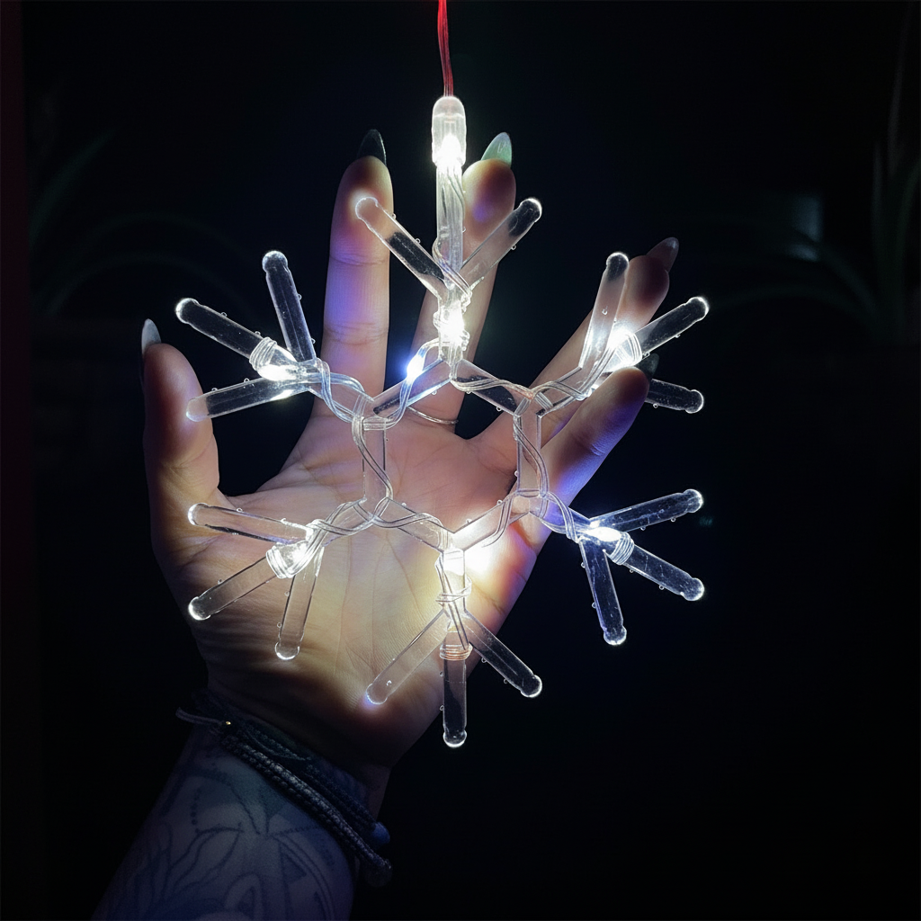 Cortina de Luces LED 6M 240 LED Estrellas y Copos Intercalada Decoración Navideña 1731A