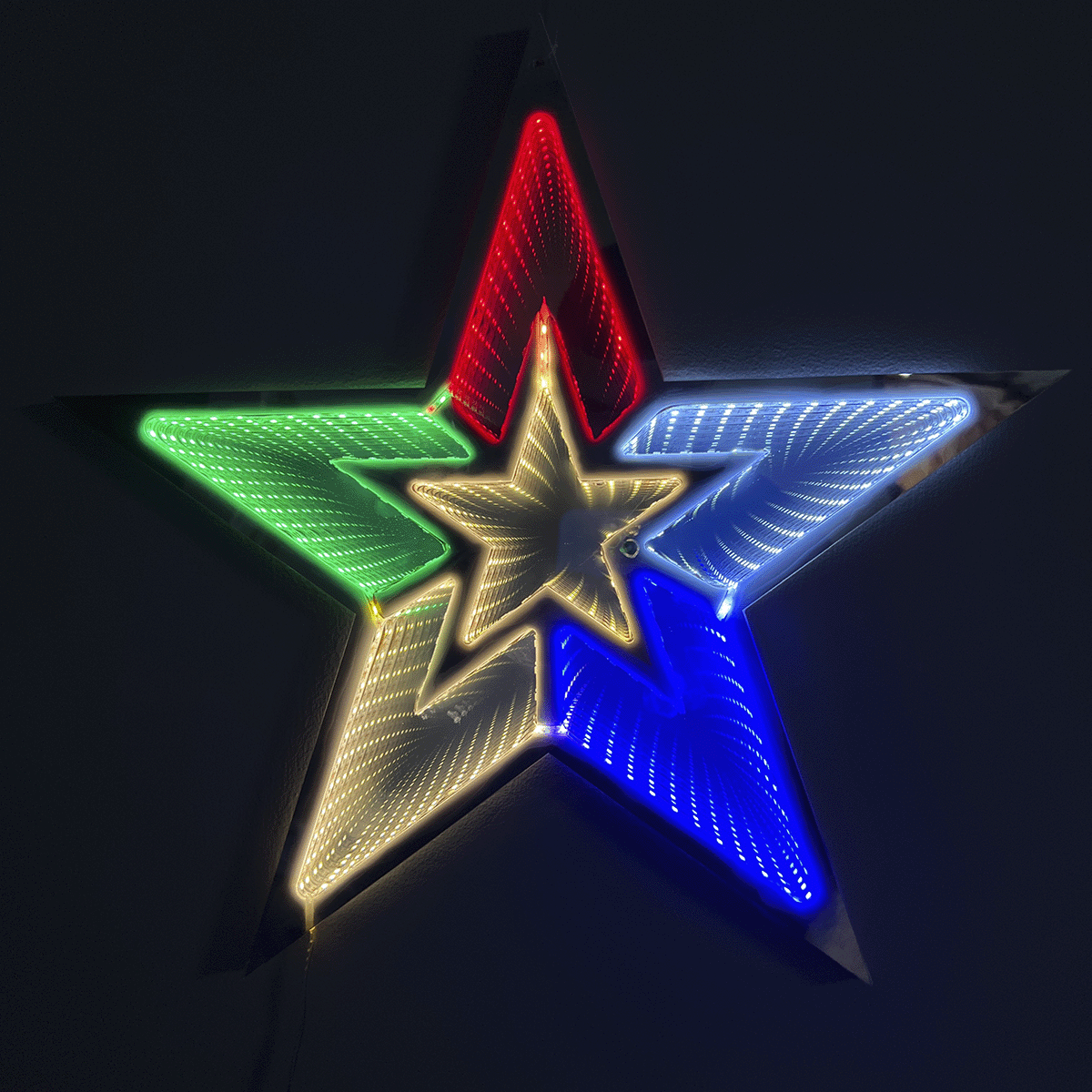 Estrella LED Decorativa Efecto Infinito Multicolor Luz Navideña FIE242C