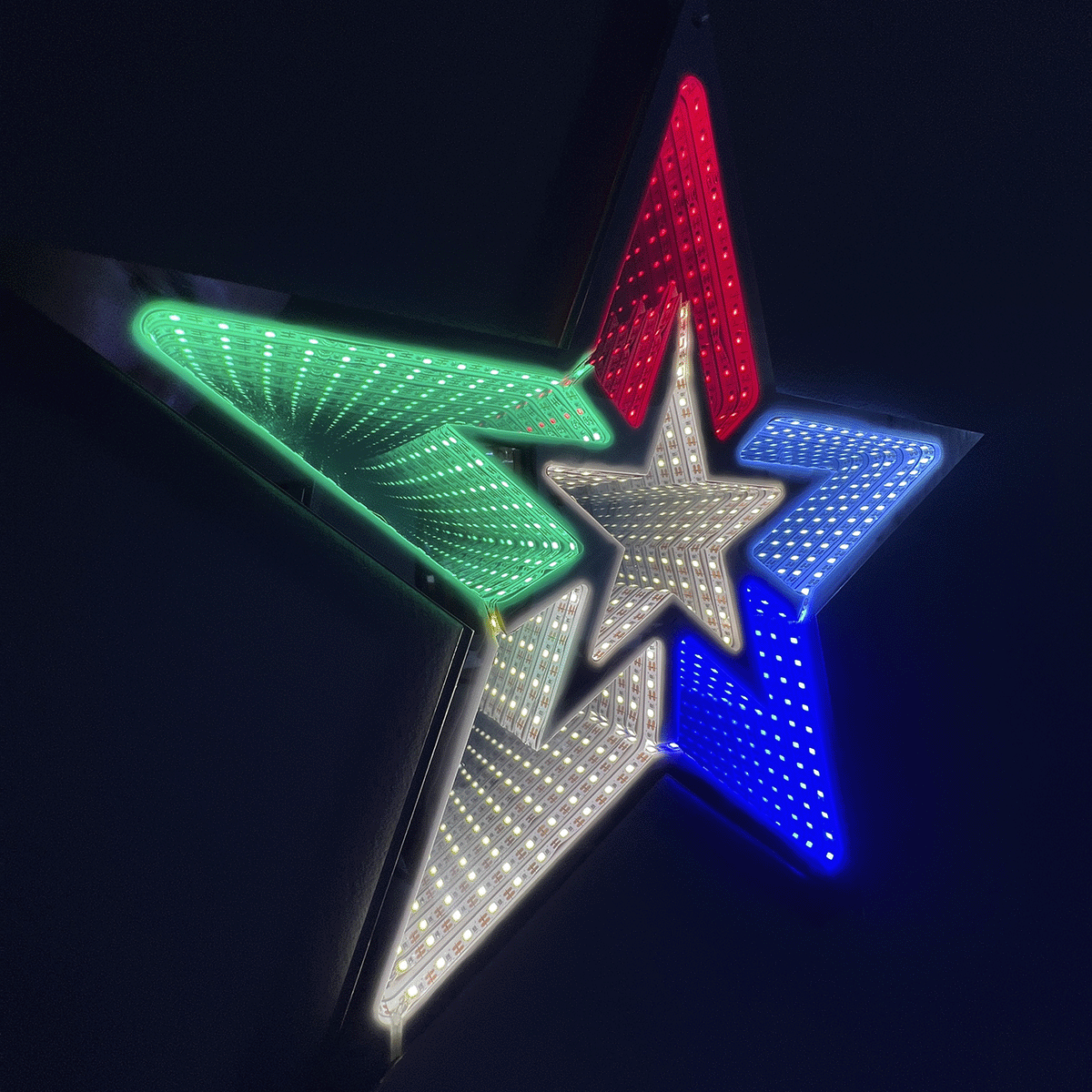 Estrella LED Decorativa Efecto Infinito Multicolor Luz Navideña FIE242C