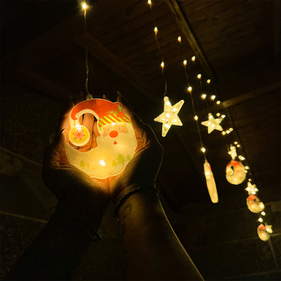 Cascada LED 3M Intercalada 100 Luces Figuras Navideñas Lunas y Estrellas S4028TCL