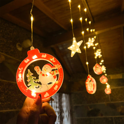 Cascada LED 3M Intercalada 100 Luces con Figuras Navideñas Círculos y Estrellas S4028TCE