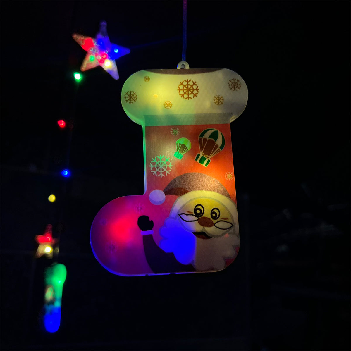 Cascada LED 3M Intercalada 100 Luces Figuras Navideñas Botas y Estrellas S4028TCB