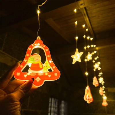 Cascada LED 3M Intercalada 100 Luces Figuras Navideñas Campanas y Estrellas S4028TCC