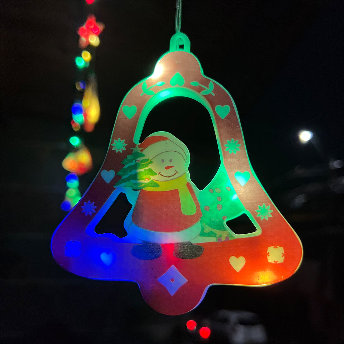 Cascada LED 3M Intercalada 100 Luces Figuras Navideñas Campanas y Estrellas S4028TCC