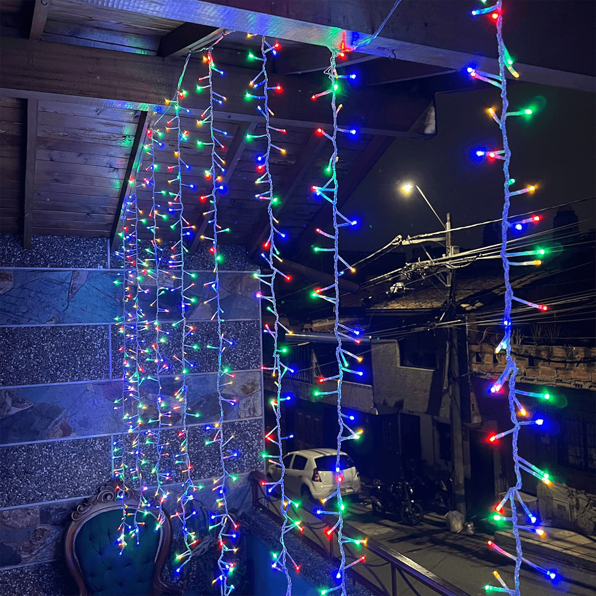 Cortina Luz LED Ramal 3.70 x 1.90 M Extensión 800 LED Navidad 2050