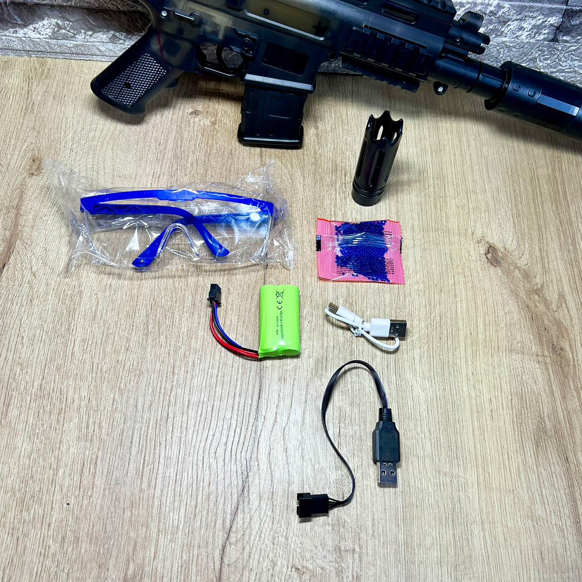 Rifle de Hidrogel MP5 Con Silenciador LED 1000 Bolas de Gel 115-2