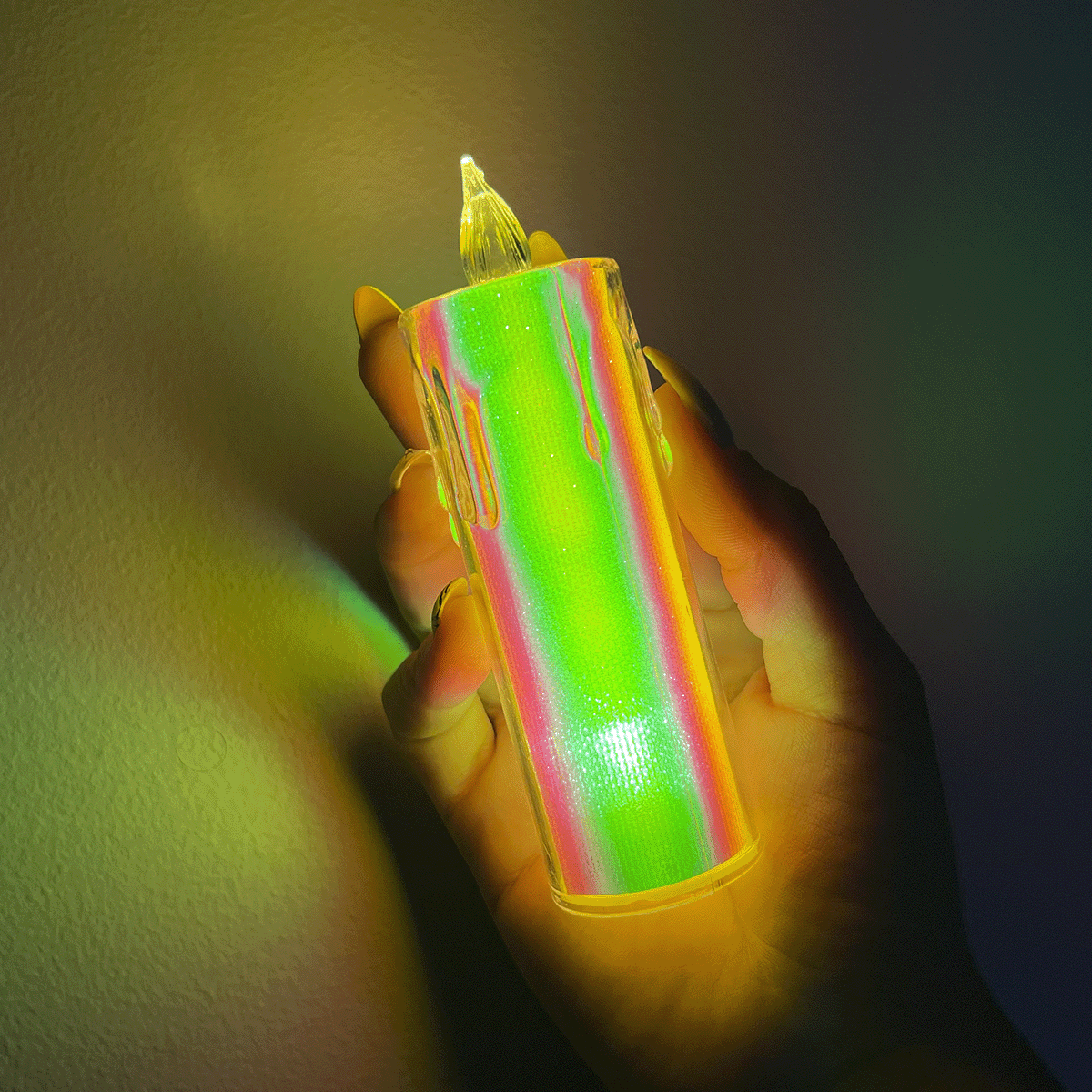 Vela Led  Efecto Cristal Tornasol Decoración Hogar EFC1