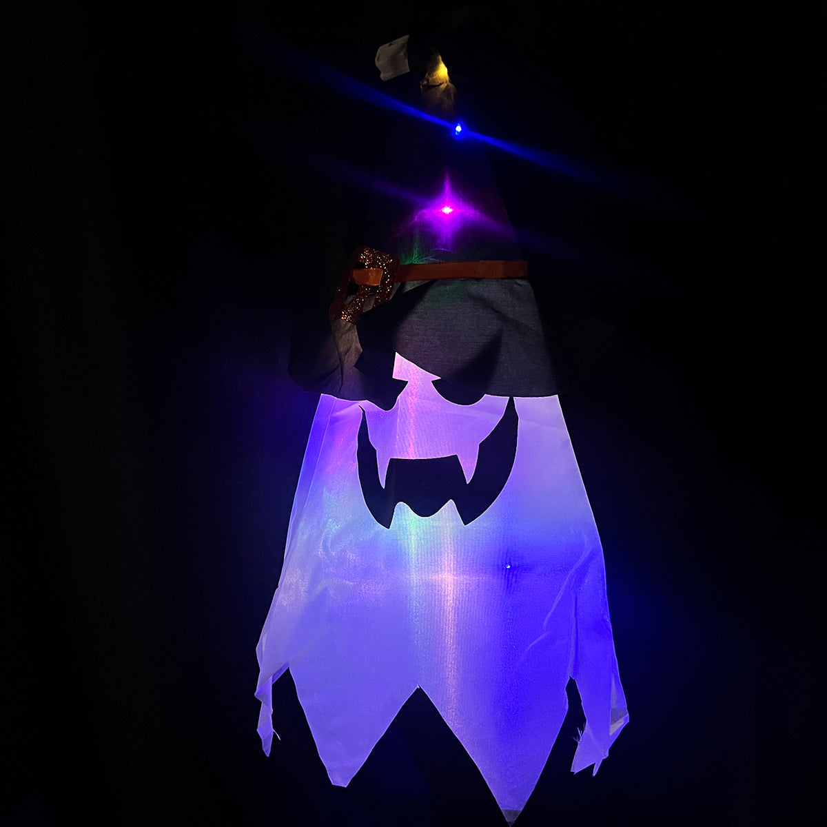 Fantasma Iluminado Colgante con Sombrero de Bruja Decoración Halloween 936-4