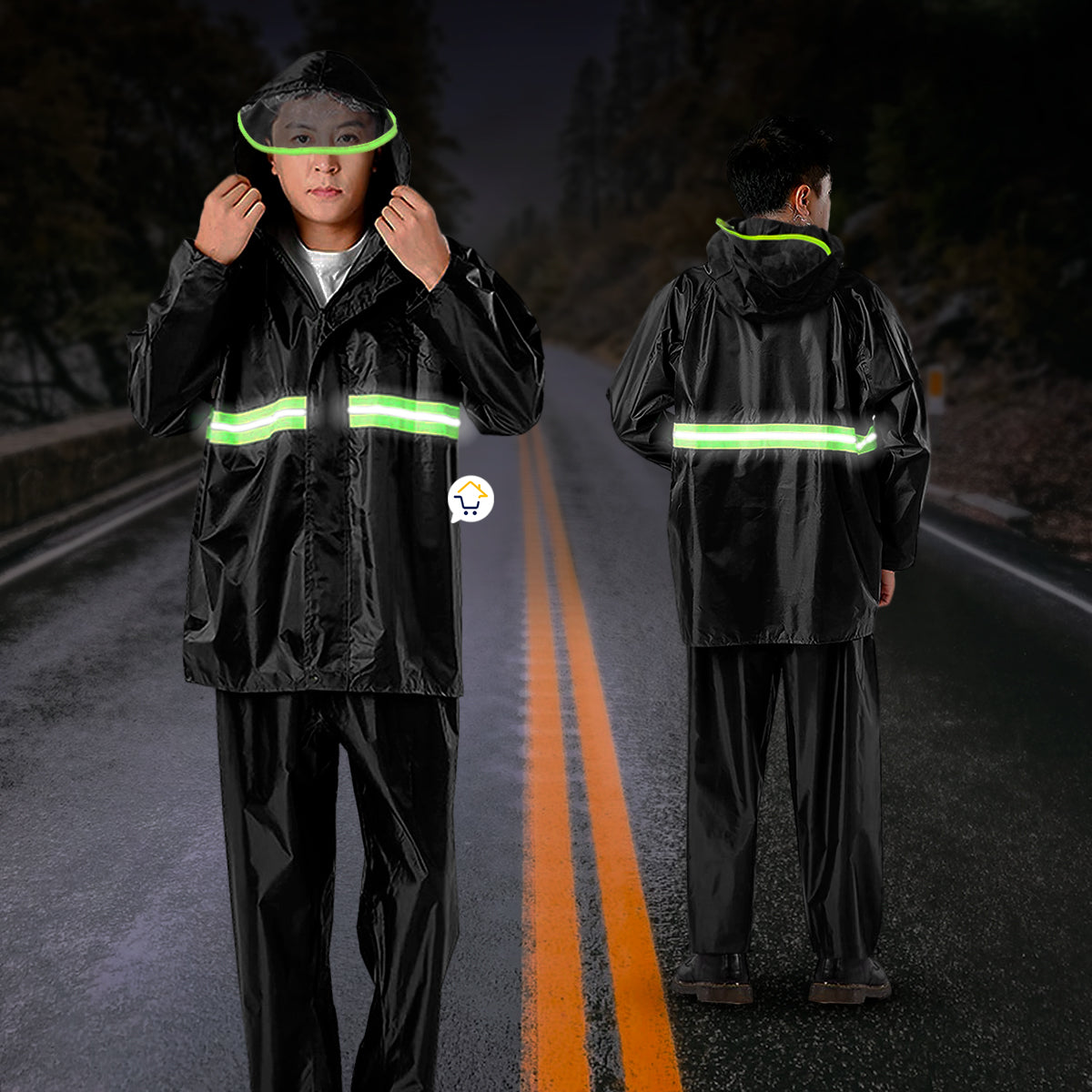 Impermeable Moto Traje Chaqueta Pantalón Reflectivo RF CY5