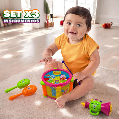 Juguete Musical Para Bebés Tambor Maracas Y Trompeta 828-4