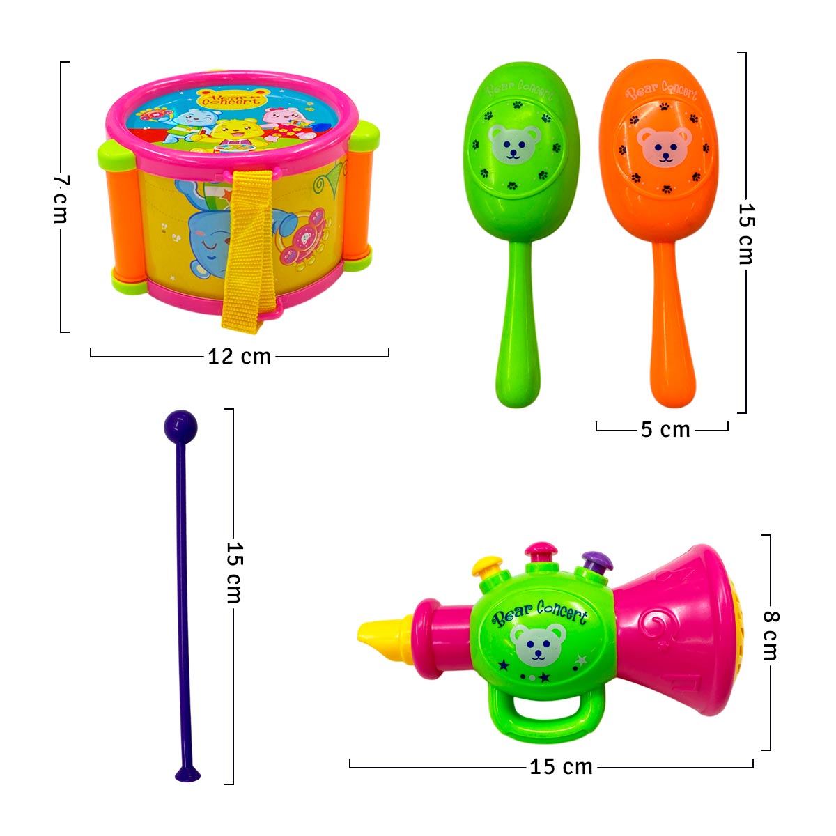 Juguete Musical Para Bebés Tambor Maracas Y Trompeta 828-4