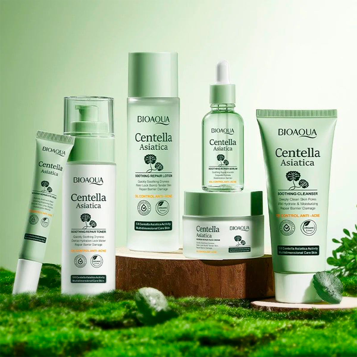 Kit Centella Asiática BIOAQUA 6 Piezas Reparador Facial Antiacné