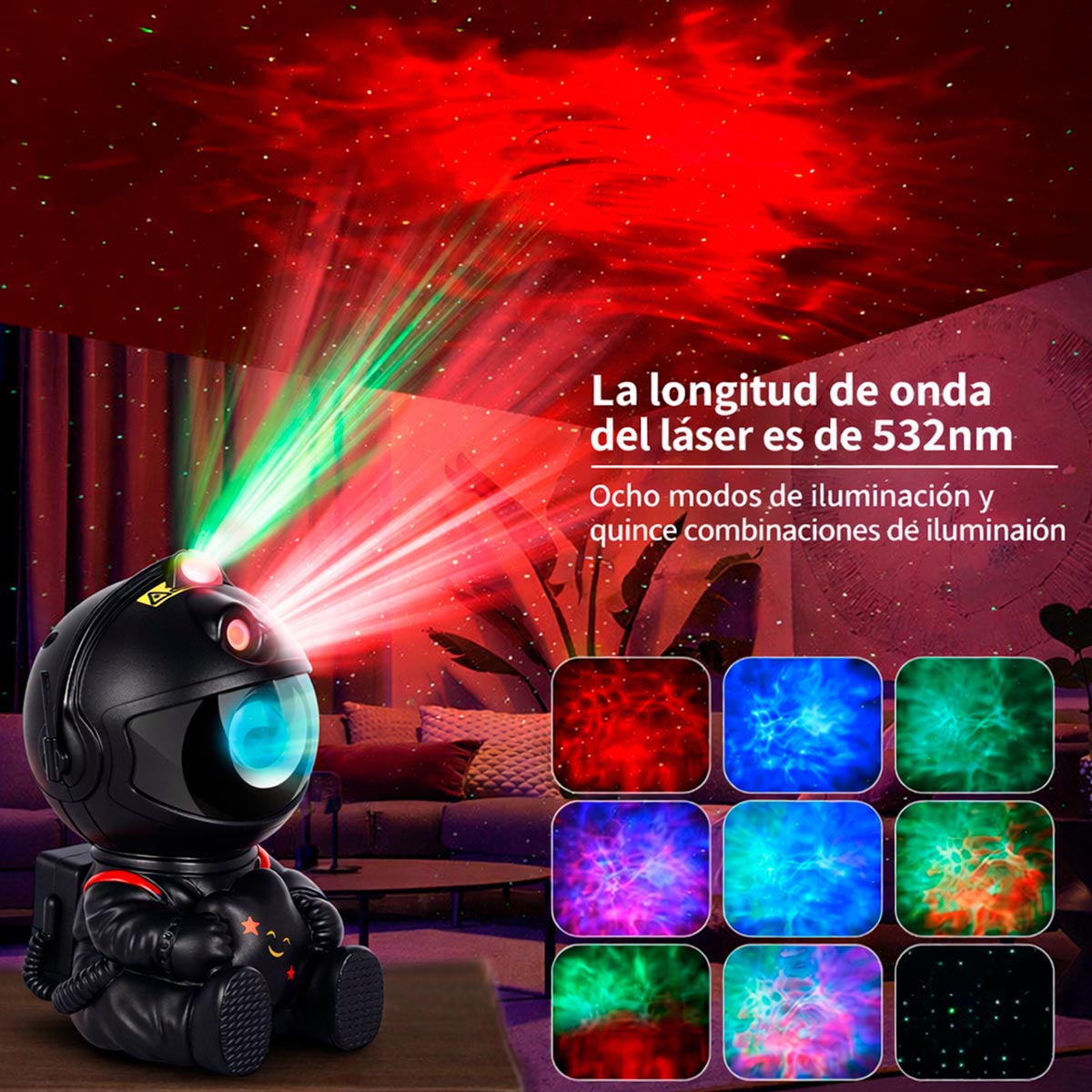 Lámpara Astronauta Proyector Galaxy Light LED con Nebulosa y Estrellas K-29