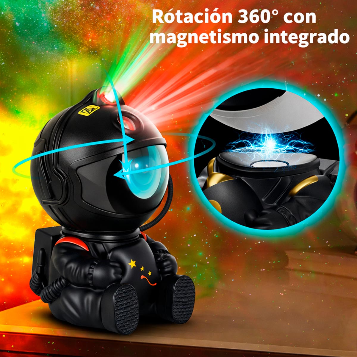 Lámpara Astronauta Proyector Galaxy Light LED con Nebulosa y Estrellas K-29