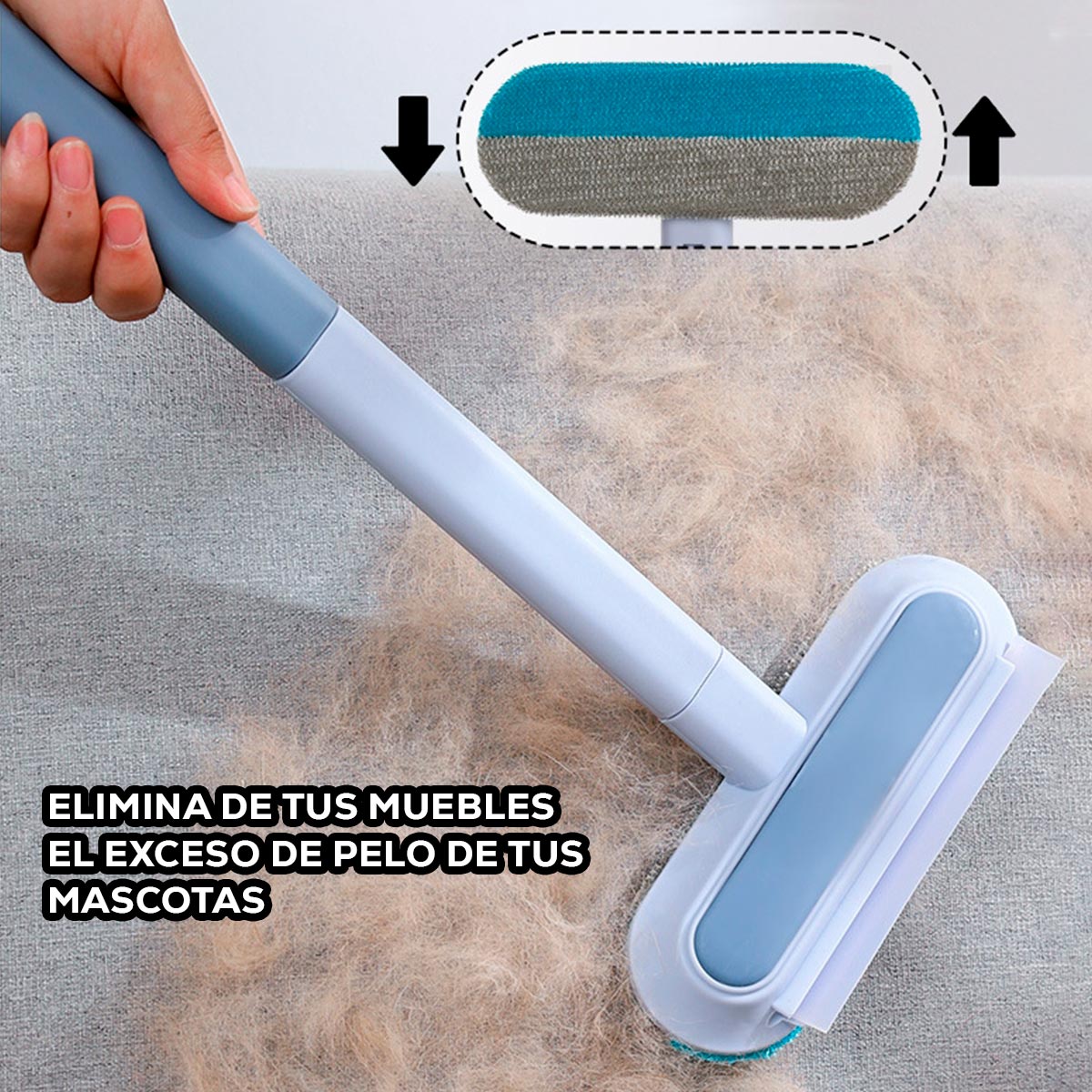 Limpiador Extensible 4 en 1 Multiusos Quita Pelos, Cepillo, Limpia Vidrios MANA-0086