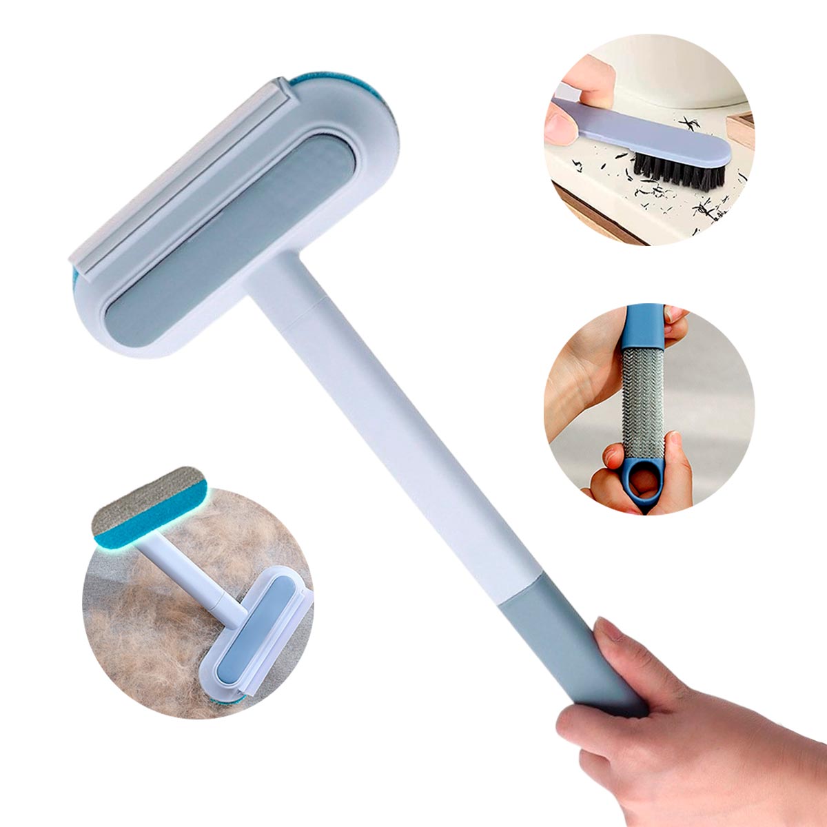 Limpiador Extensible 4 en 1 Multiusos Quita Pelos, Cepillo, Limpia Vidrios MANA-0086