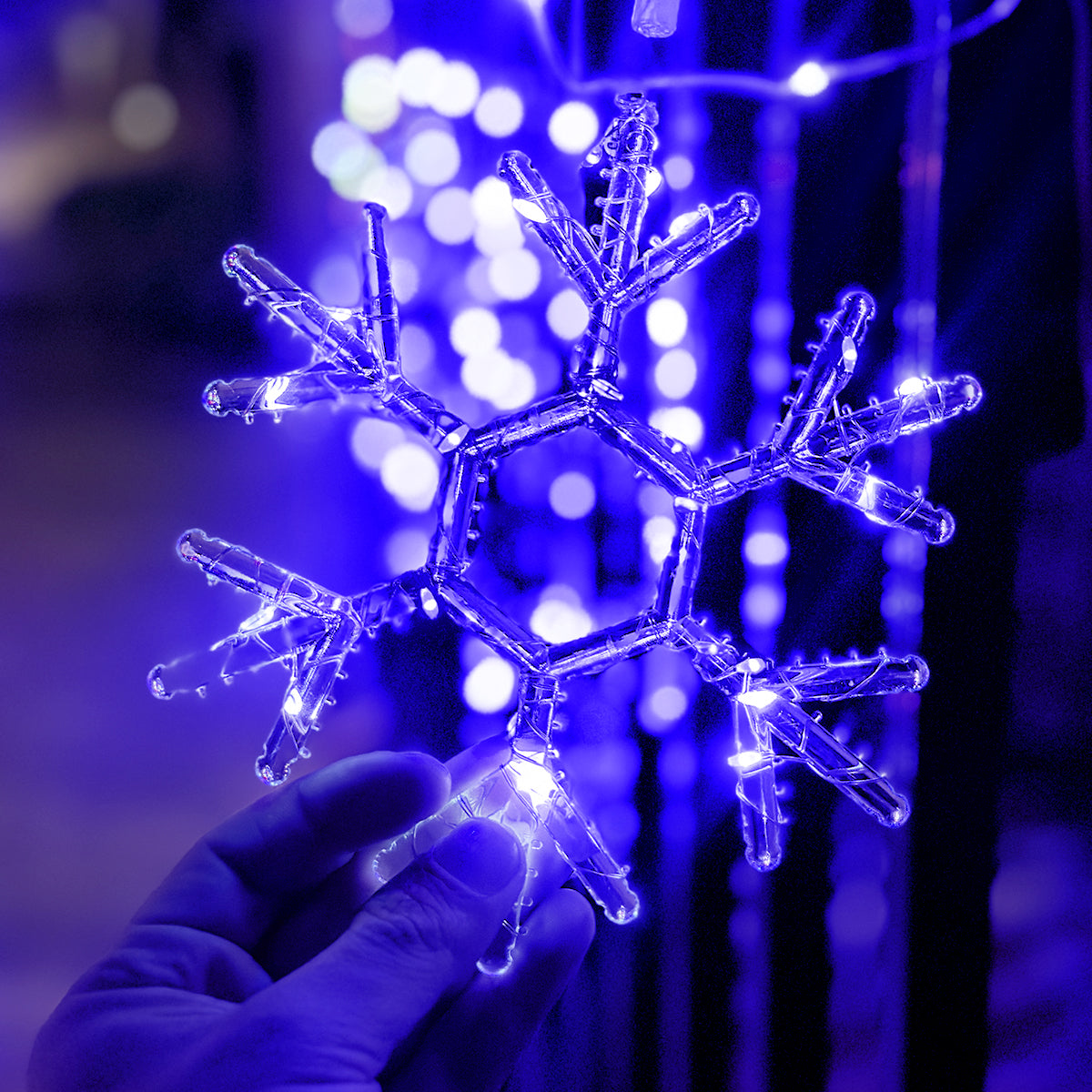 Luces Led Estrellas y Copos 260 Luces 3m Navidad Azul 1629