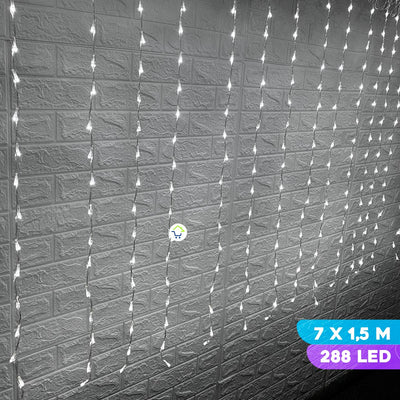 Luz Cascada 7x1.5 m Luces Navidad 288 LED Extensión Blanco SJ683-82