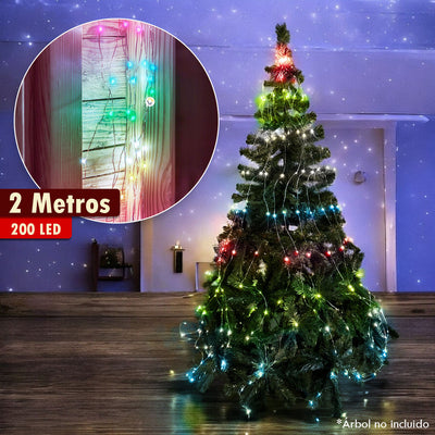 Luz Cascada Micro LED Para Árbol 200 Luces 2 M Ramo Navidad YX200TM