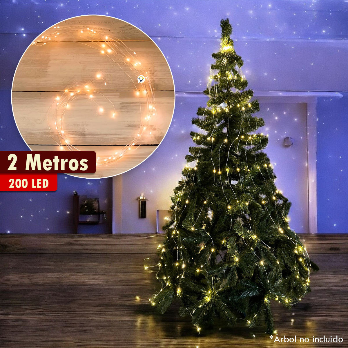 Luz Cascada Micro LED Para Árbol 200 Luces 2 M Ramo Navidad YX200TCA