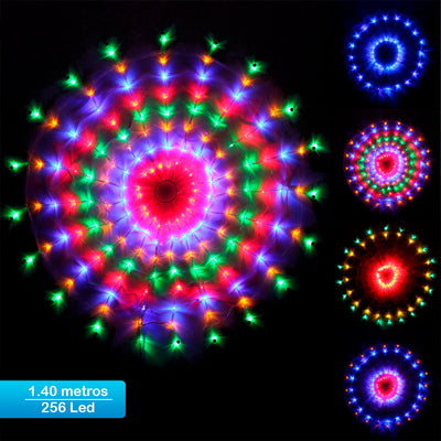 Luz Led Malla Esfera Redonda 1.40 M Multicolor 256 Led 2130