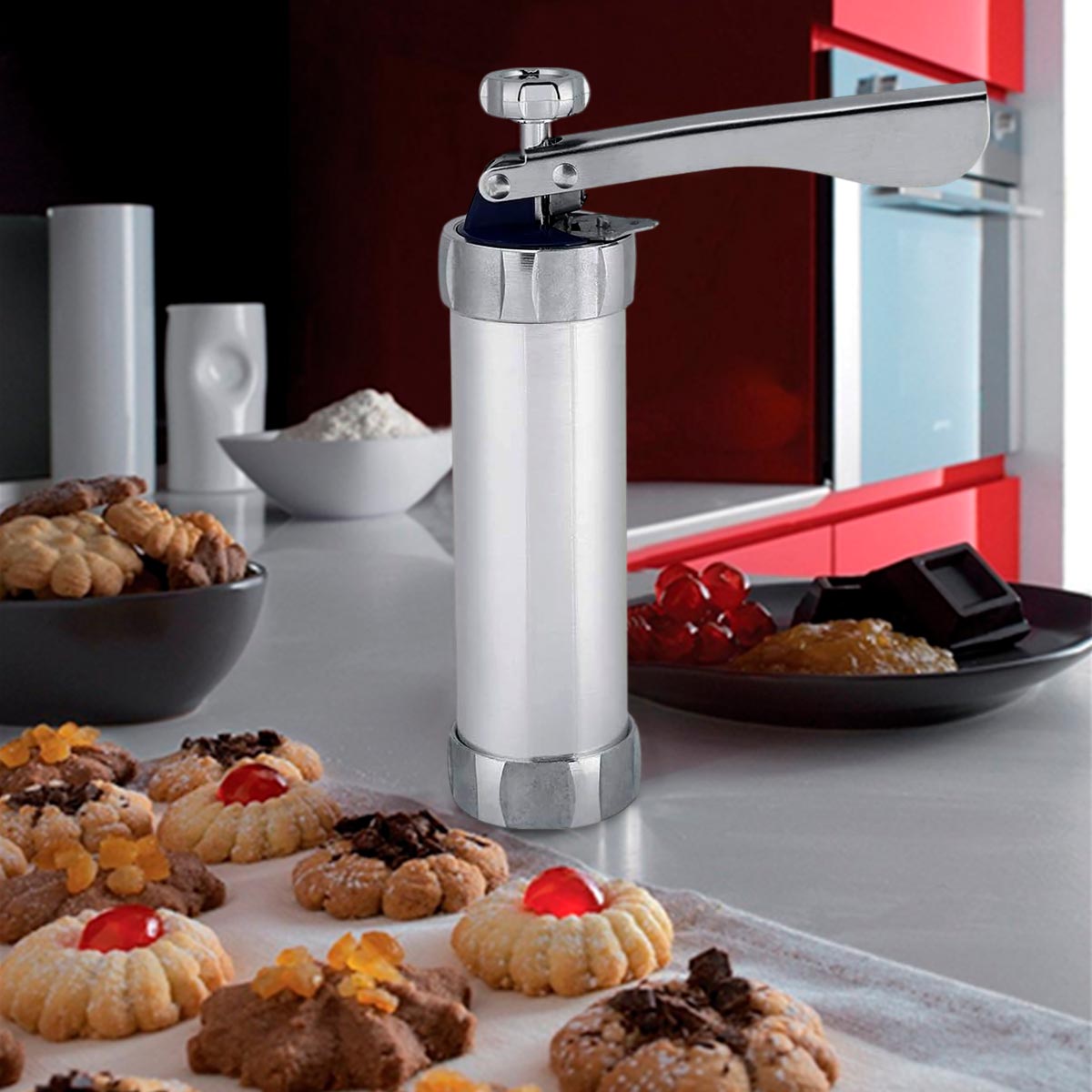 Máquina para hacer galletas Prensa Con Moldes y Boquillas PTZ-10-4