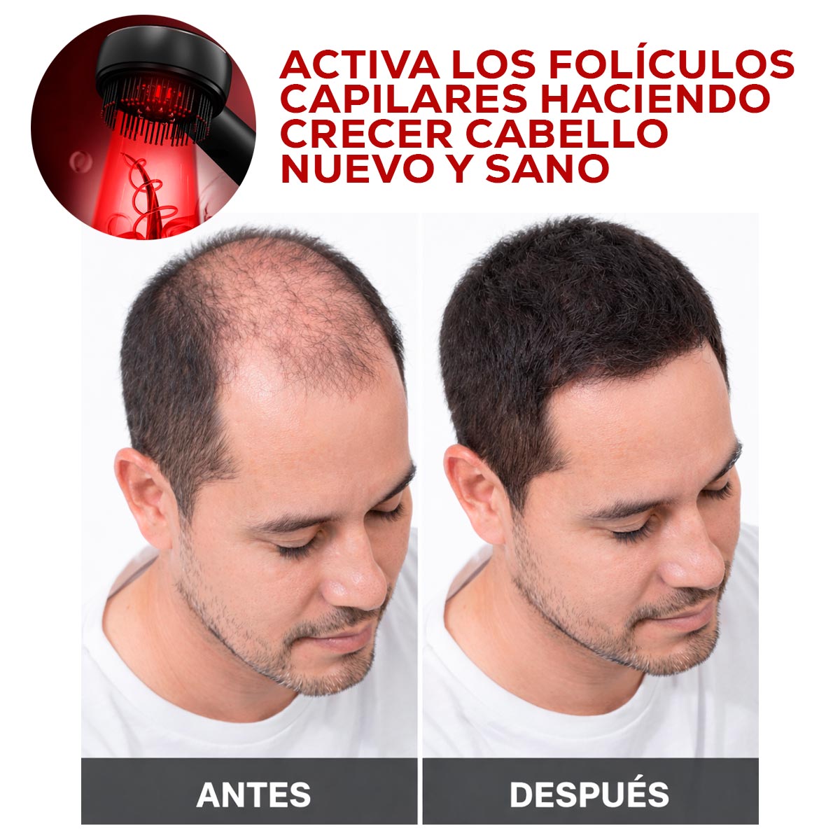 Cepillo Masajeador Restaurador Capilar Eléctrico Recargable para Crecimiento Del Cabello XYT-0806
