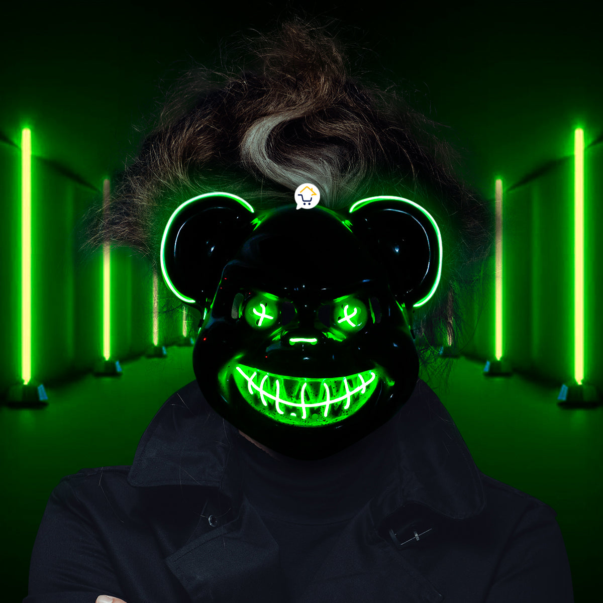 Máscara Neón Oso Asesino Disfraz Halloween KG552