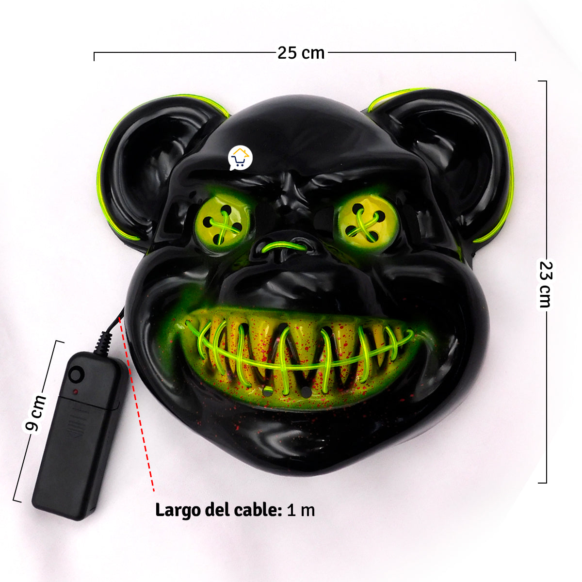 Máscara Neón Oso Asesino Disfraz Halloween KG552