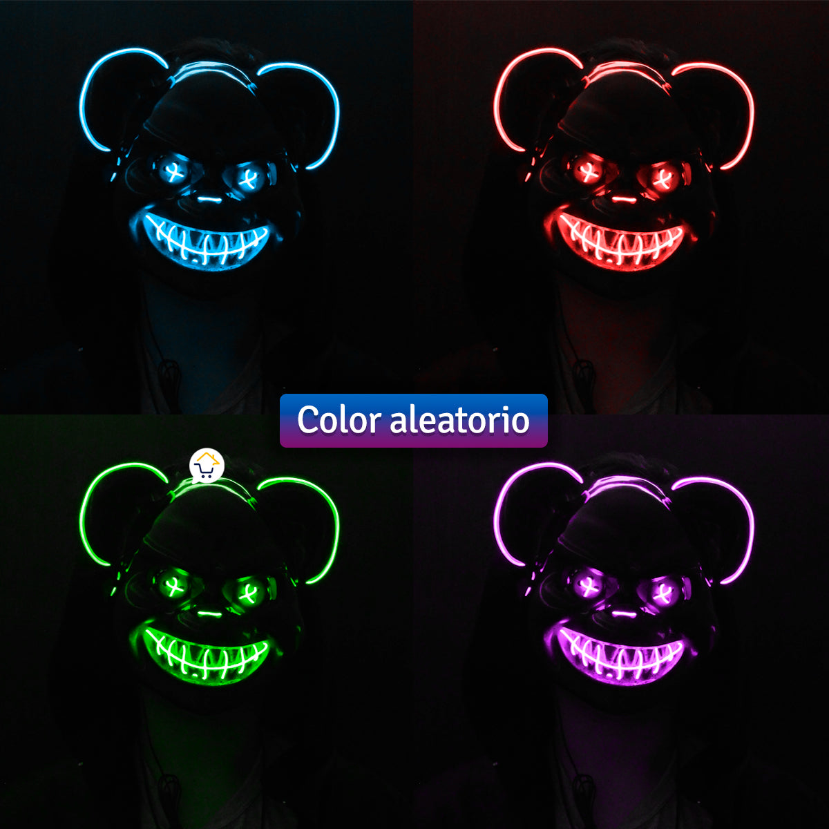 Máscara Neón Oso Asesino Disfraz Halloween KG552