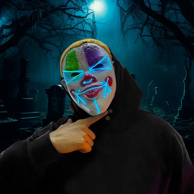 Máscara Payaso It LED Luz Neón Halloween Disfraz MSHW3LEDV2