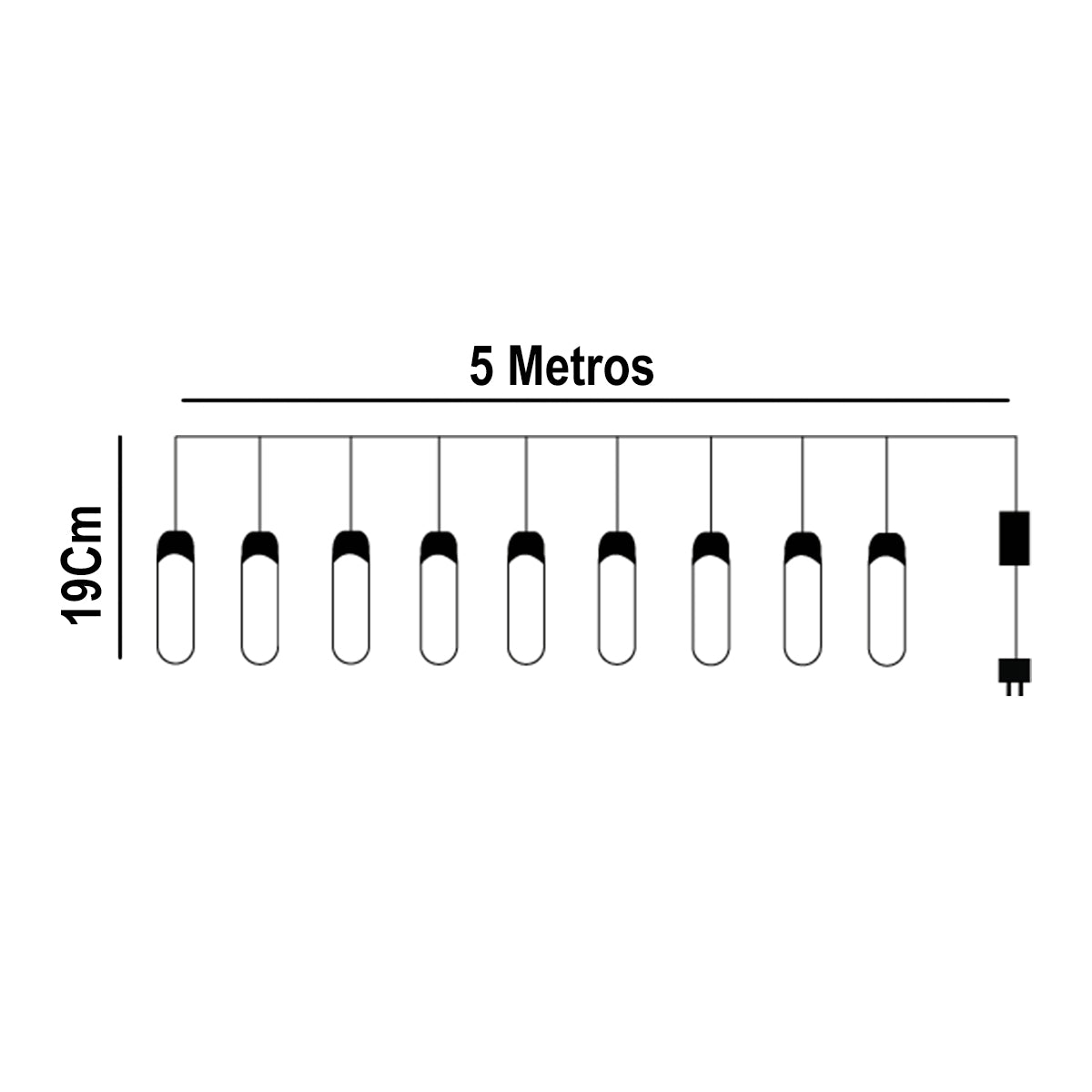 Guirnalda LED 5M con 10 Bombillos Tubo Cálidos para Exteriores S3993
