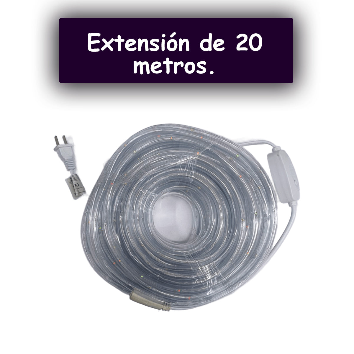 Manguera Luz LED 20 Metros 360 Luces Navidad Decoración 2412