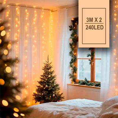 Luz Cascada 3X2 Metros 240 LED Luces Navidad Decoración 3011