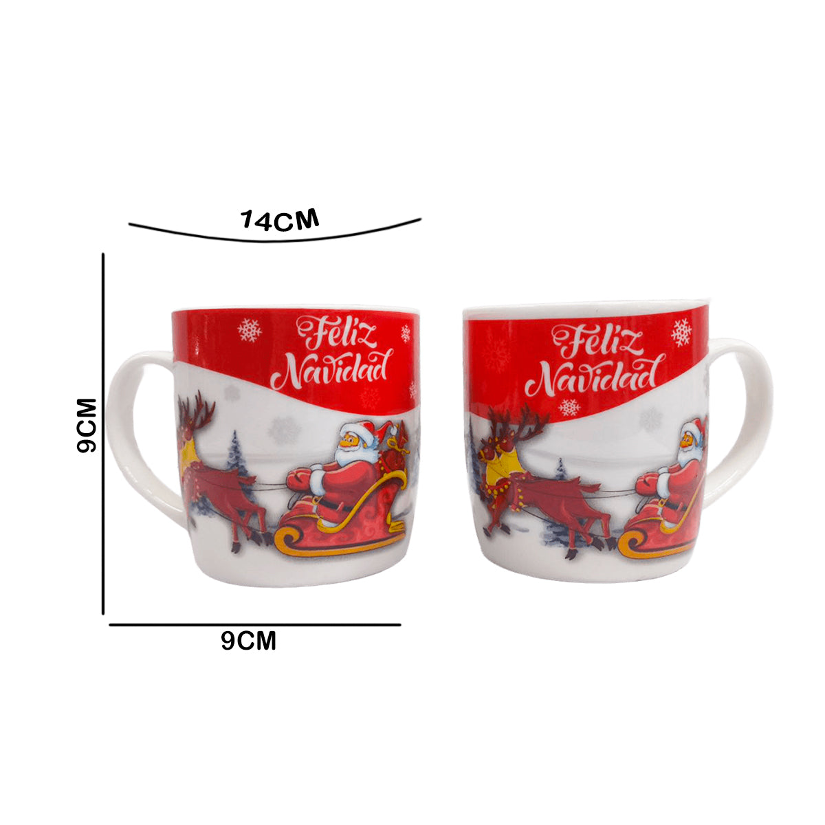 Set X2 Tazas Navideñas con Plato y Cuchara Regalo Festivo Navidad TZM2