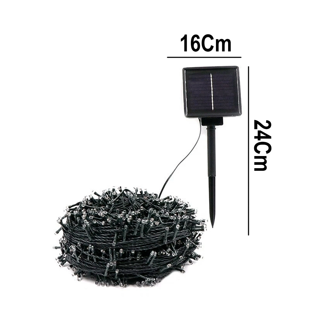 Luz Led Lineal 10 Metros Panel Solar 100 LEDS Impermeables Cable Verde 1543