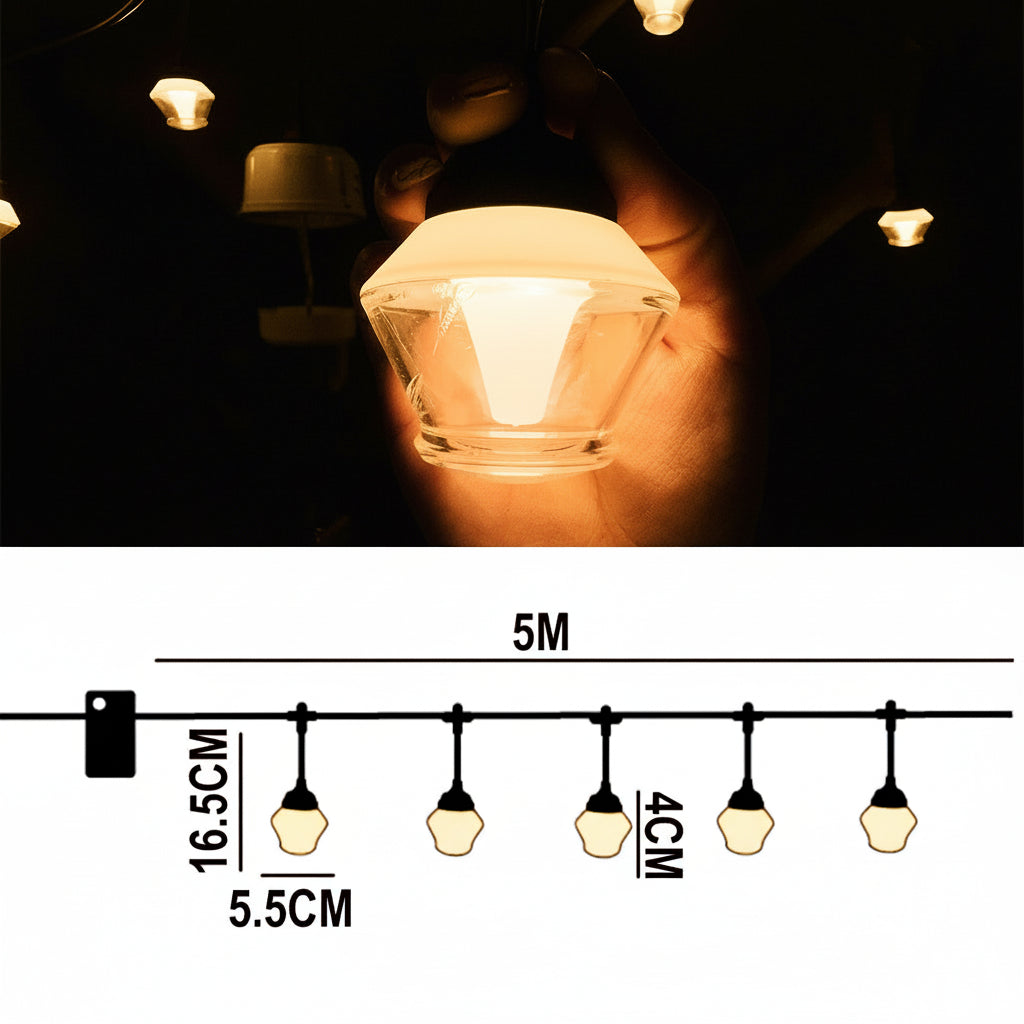 Guirnalda LED 5 m con 10 Bombillos Campana Exterior Decoración 23-10B