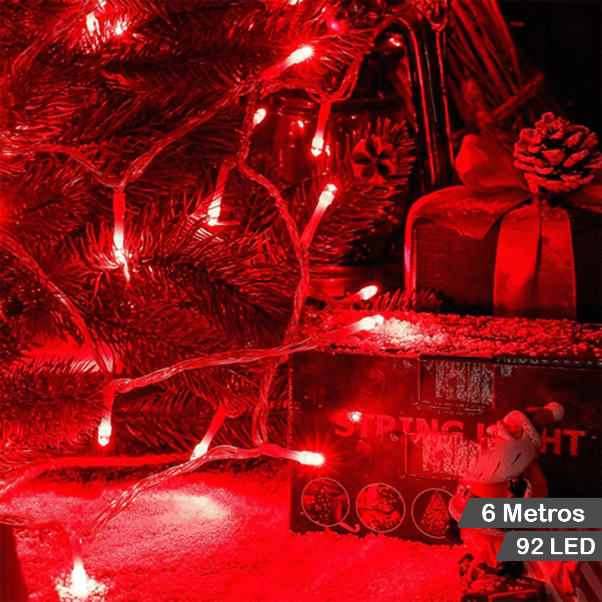 Cortina de Luces LED Rojas 6 m Decoración Navideña y Festiva para Hogar 1404-E100L