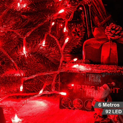 Cortina de Luces LED Rojas 6 m Decoración Navideña y Festiva para Hogar 1404-E100L