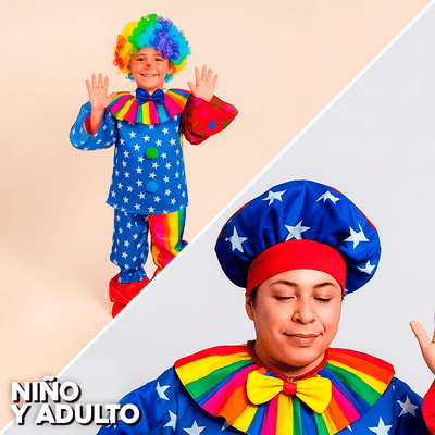 Disfraz de Payaso Colorido para Niño y Adulto Carnaval Halloween DSPAYC0