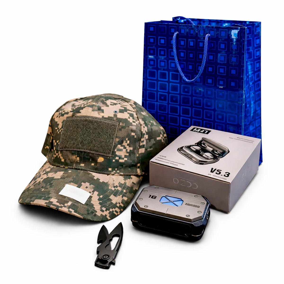 Combo Día del Hombre Gorra Táctica + Audífonos + Mini Abre Cartas KM002