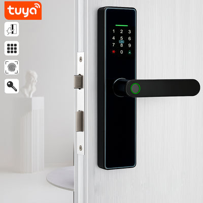 Chapa Cerradura Inteligente WiFi Con Manija 5 Modos De Desbloqueo Y Control Remoto Tuya Smart App OS778TYF-5050